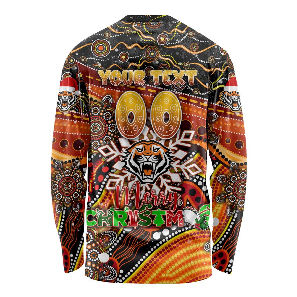 Merry Christmas Wests Tigers Long Sleeve Shirt Aboriginal Santa Rugby Mascot - The Tigers