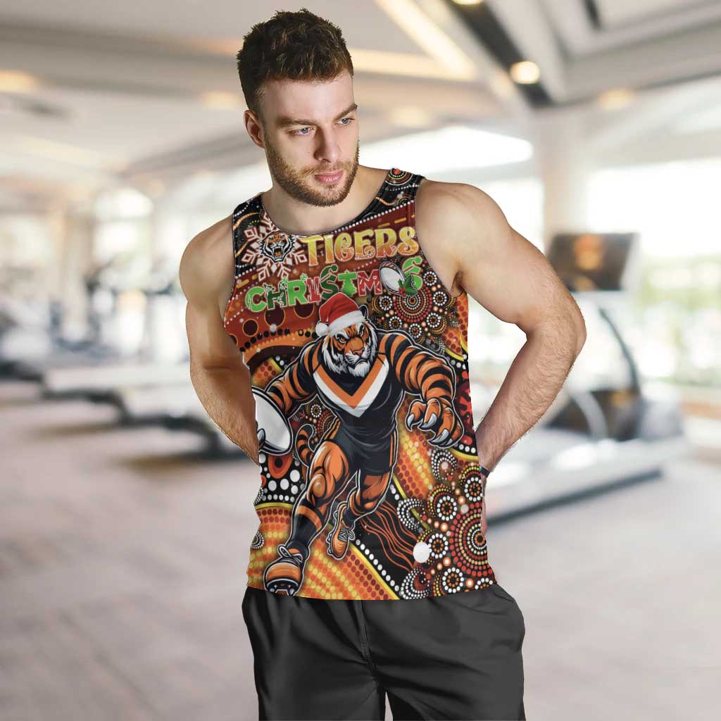 Merry Christmas Wests Tigers Men Tank Top Aboriginal Santa Rugby Mascot - The Tigers