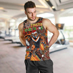 Merry Christmas Wests Tigers Men Tank Top Aboriginal Santa Rugby Mascot - The Tigers