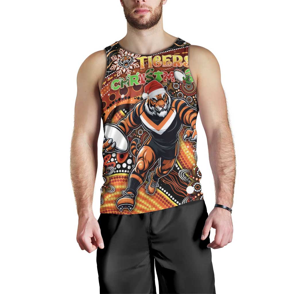 Merry Christmas Wests Tigers Men Tank Top Aboriginal Santa Rugby Mascot - The Tigers