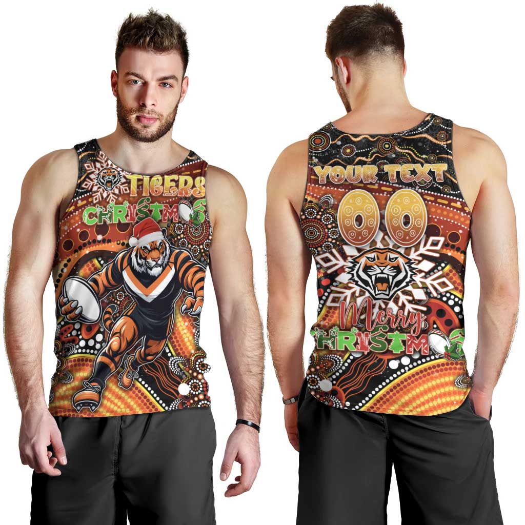Merry Christmas Wests Tigers Men Tank Top Aboriginal Santa Rugby Mascot - The Tigers