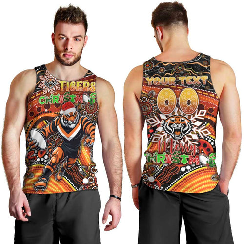 Merry Christmas Wests Tigers Men Tank Top Aboriginal Santa Rugby Mascot - The Tigers