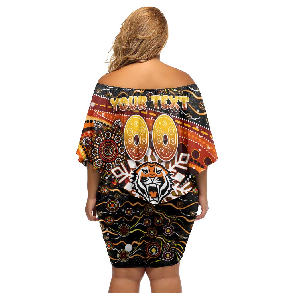 Merry Christmas Wests Tigers Off Shoulder Short Dress Aboriginal Santa Rugby Mascot - The Tigers