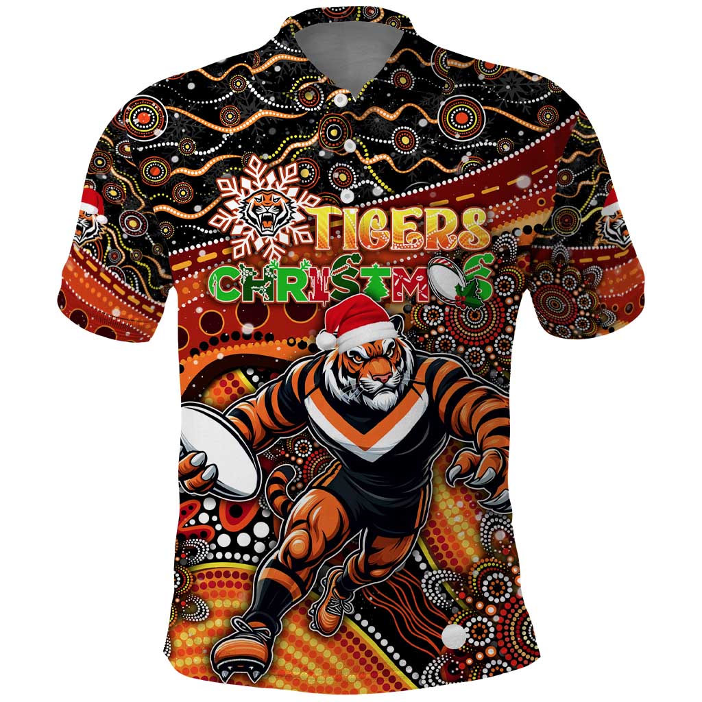 Merry Christmas Wests Tigers Polo Shirt Aboriginal Santa Rugby Mascot - The Tigers