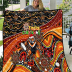 Merry Christmas Wests Tigers Quilt Aboriginal Santa Rugby Mascot - The Tigers