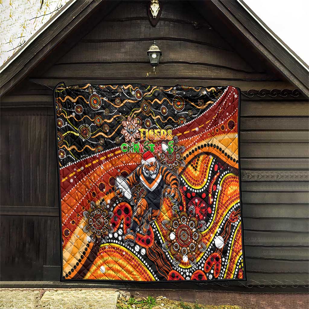 Merry Christmas Wests Tigers Quilt Aboriginal Santa Rugby Mascot - The Tigers