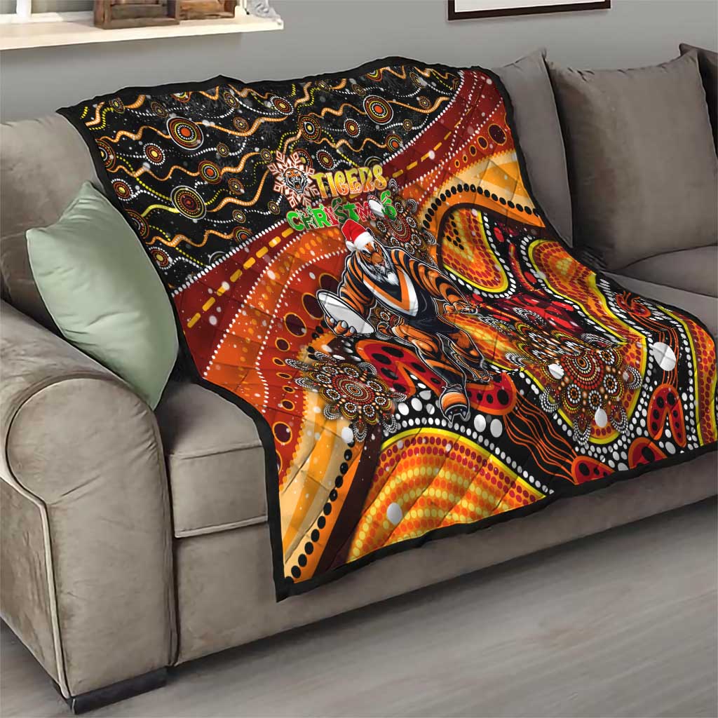Merry Christmas Wests Tigers Quilt Aboriginal Santa Rugby Mascot - The Tigers