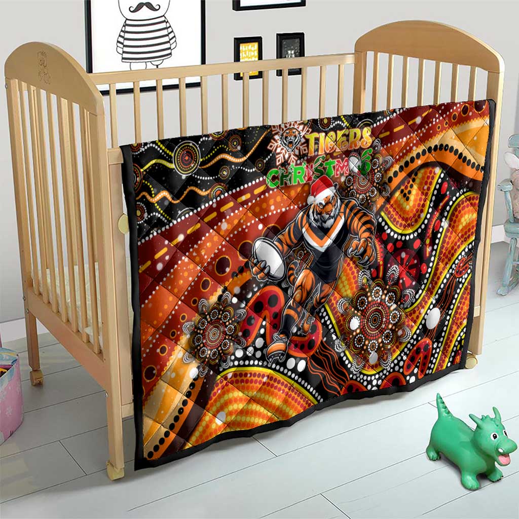 Merry Christmas Wests Tigers Quilt Aboriginal Santa Rugby Mascot - The Tigers