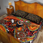 Merry Christmas Wests Tigers Quilt Bed Set Aboriginal Santa Rugby Mascot - The Tigers