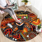 Merry Christmas Wests Tigers Round Carpet Aboriginal Santa Rugby Mascot - The Tigers