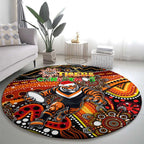 Merry Christmas Wests Tigers Round Carpet Aboriginal Santa Rugby Mascot - The Tigers