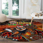 Merry Christmas Wests Tigers Round Carpet Aboriginal Santa Rugby Mascot - The Tigers