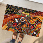 Merry Christmas Wests Tigers Rubber Doormat Aboriginal Santa Rugby Mascot - The Tigers