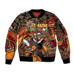 Merry Christmas Wests Tigers Sleeve Zip Bomber Jacket Aboriginal Santa Rugby Mascot - The Tigers