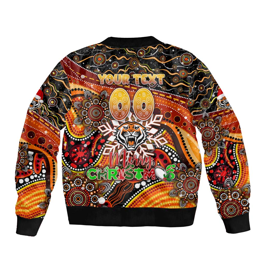 Merry Christmas Wests Tigers Sleeve Zip Bomber Jacket Aboriginal Santa Rugby Mascot - The Tigers