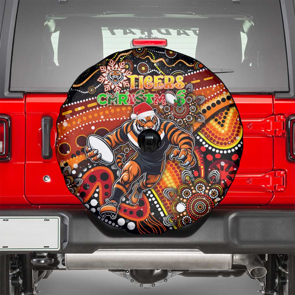 Merry Christmas Wests Tigers Spare Tire Cover Aboriginal Santa Rugby Mascot - The Tigers