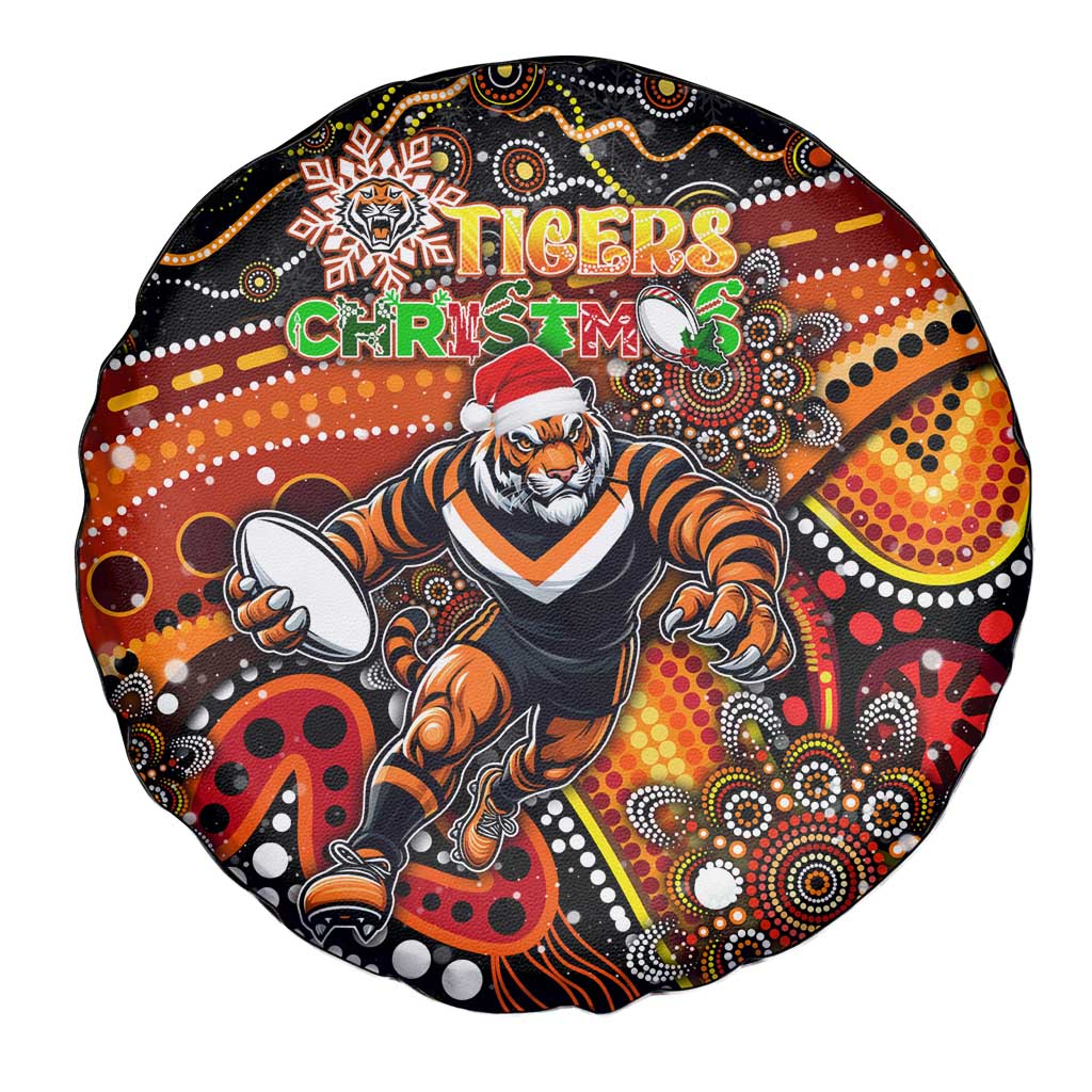 Merry Christmas Wests Tigers Spare Tire Cover Aboriginal Santa Rugby Mascot - The Tigers
