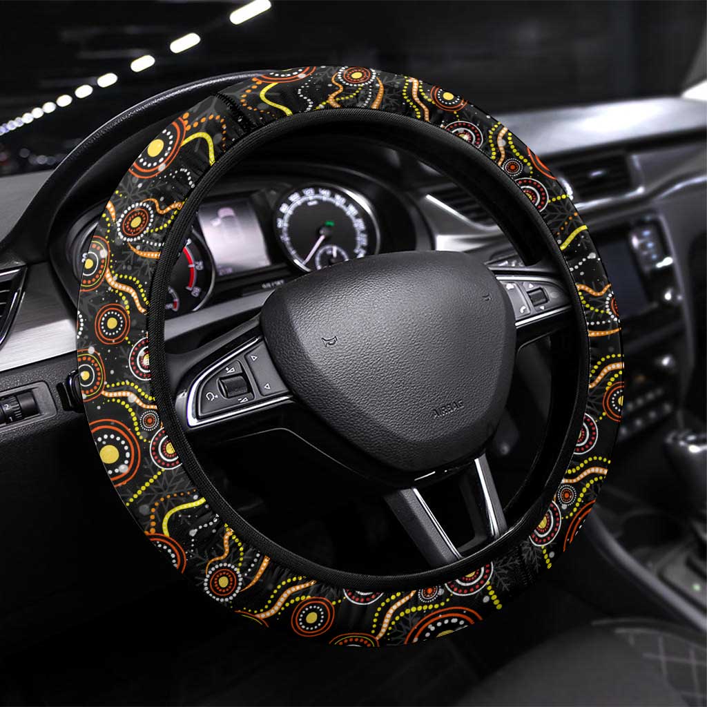 Merry Christmas Wests Tigers Steering Wheel Cover Aboriginal Santa Rugby Mascot - The Tigers