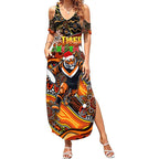Merry Christmas Wests Tigers Summer Maxi Dress Aboriginal Santa Rugby Mascot - The Tigers