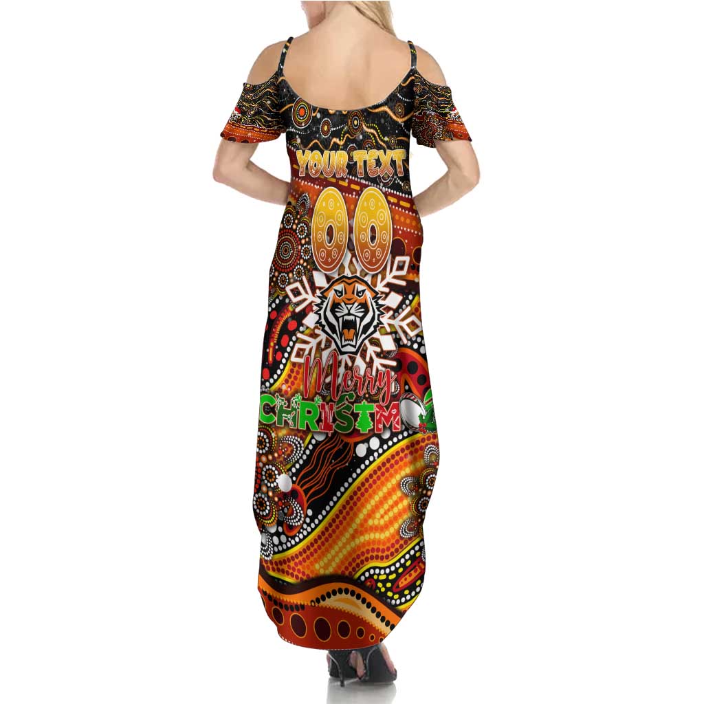 Merry Christmas Wests Tigers Summer Maxi Dress Aboriginal Santa Rugby Mascot - The Tigers