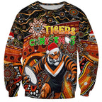 Merry Christmas Wests Tigers Sweatshirt Aboriginal Santa Rugby Mascot - The Tigers