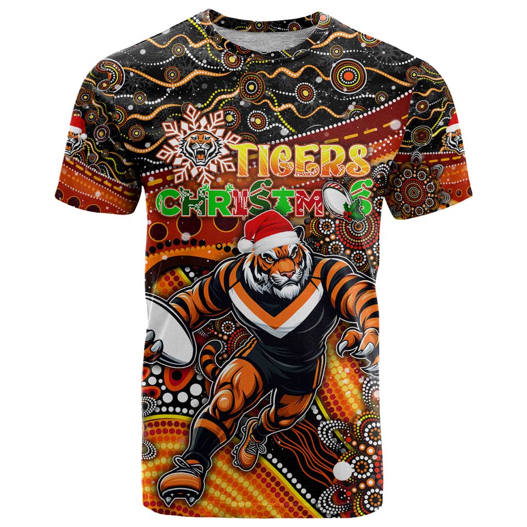 Merry Christmas Wests Tigers T Shirt Aboriginal Santa Rugby Mascot - The Tigers