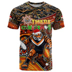 Merry Christmas Wests Tigers T Shirt Aboriginal Santa Rugby Mascot - The Tigers