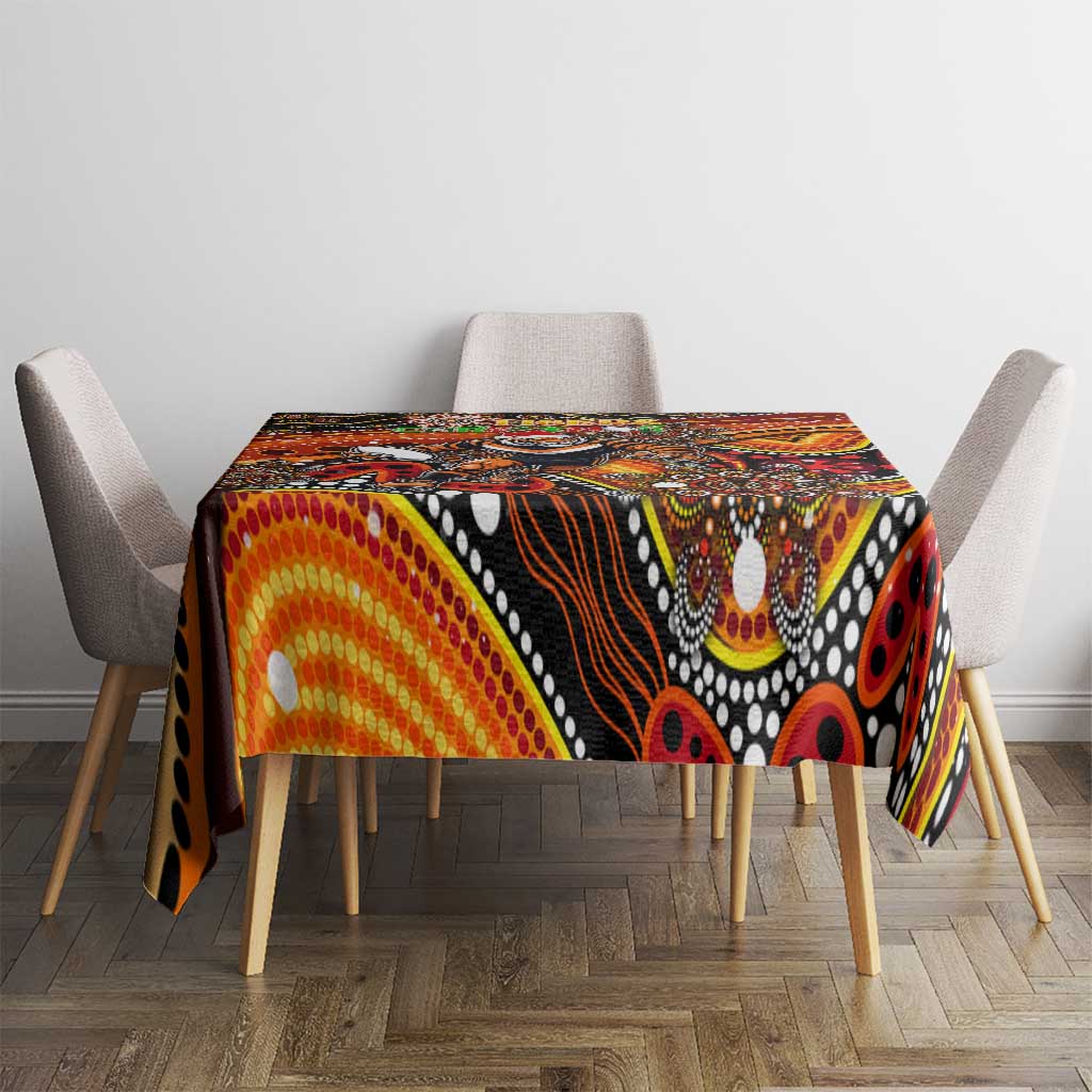 Merry Christmas Wests Tigers Tablecloth Aboriginal Santa Rugby Mascot - The Tigers
