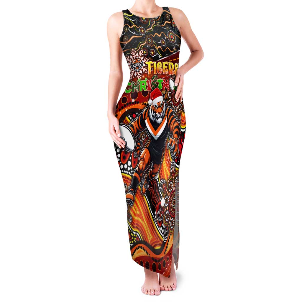 Merry Christmas Wests Tigers Tank Maxi Dress Aboriginal Santa Rugby Mascot - The Tigers