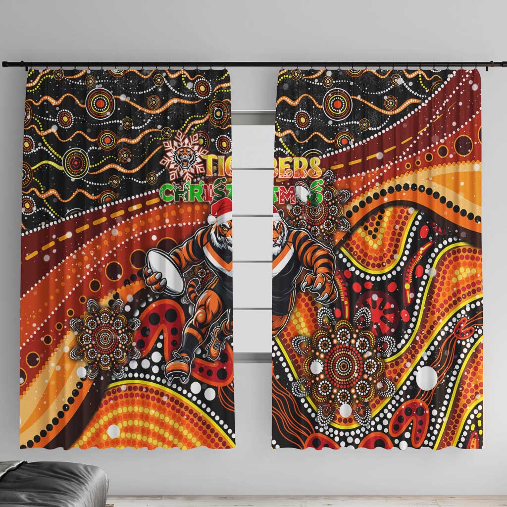 Merry Christmas Wests Tigers Window Curtain Aboriginal Santa Rugby Mascot - The Tigers