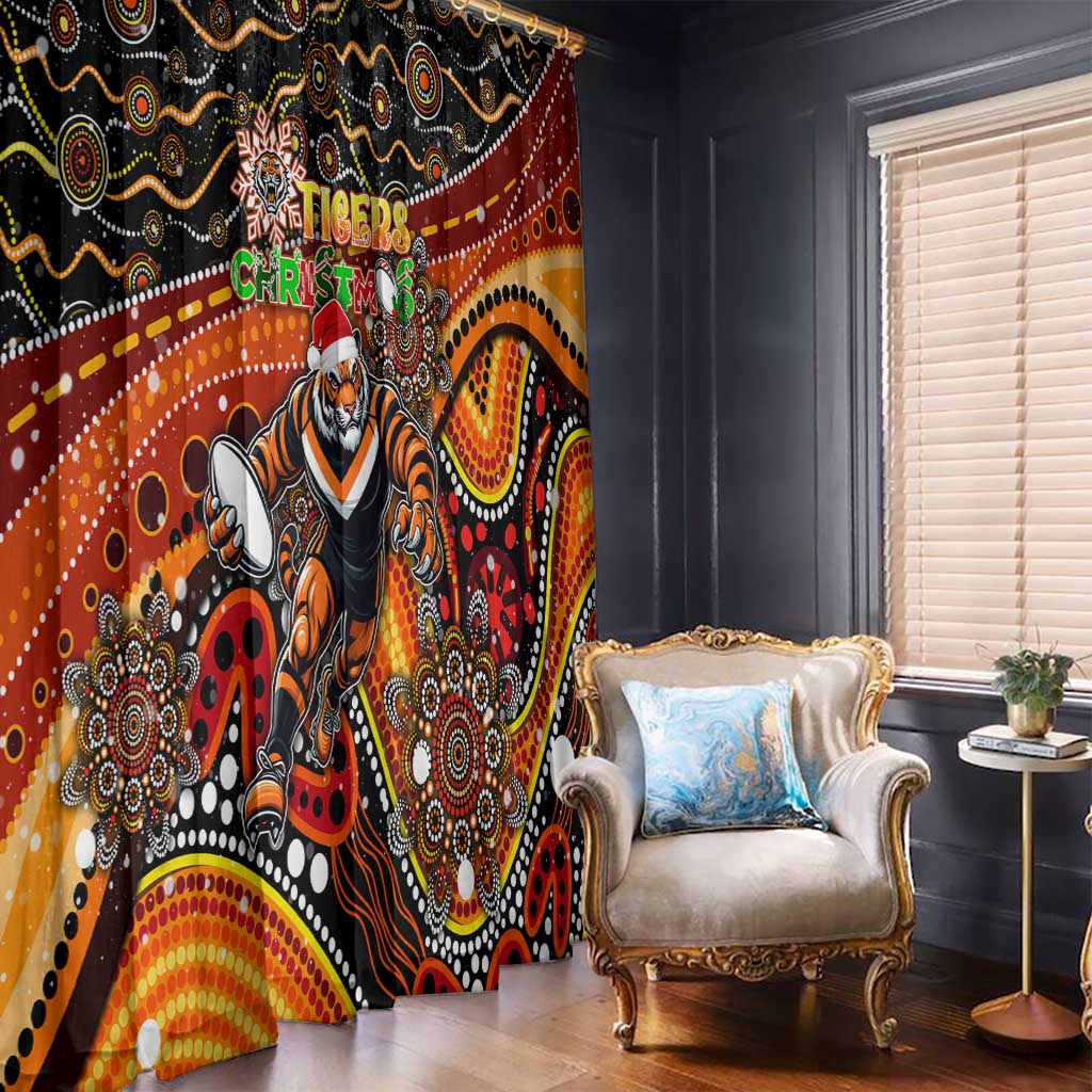 Merry Christmas Wests Tigers Window Curtain Aboriginal Santa Rugby Mascot - The Tigers