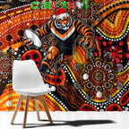 Merry Christmas Wests Tigers Window Curtain Aboriginal Santa Rugby Mascot - The Tigers