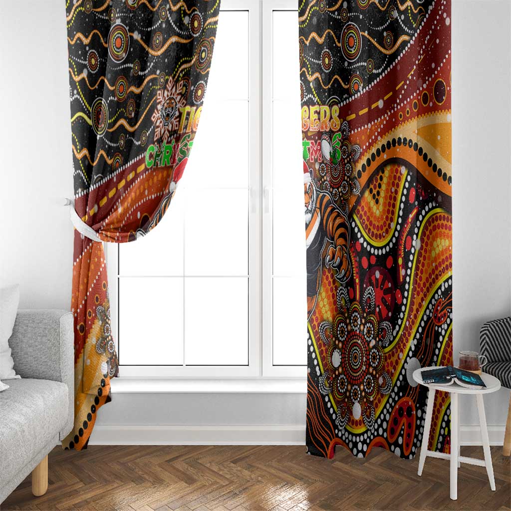 Merry Christmas Wests Tigers Window Curtain Aboriginal Santa Rugby Mascot - The Tigers