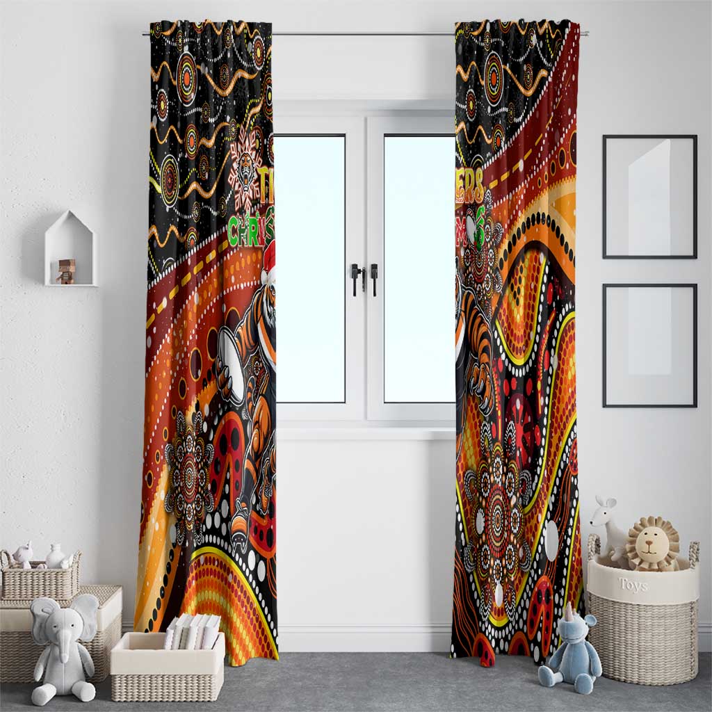 Merry Christmas Wests Tigers Window Curtain Aboriginal Santa Rugby Mascot - The Tigers