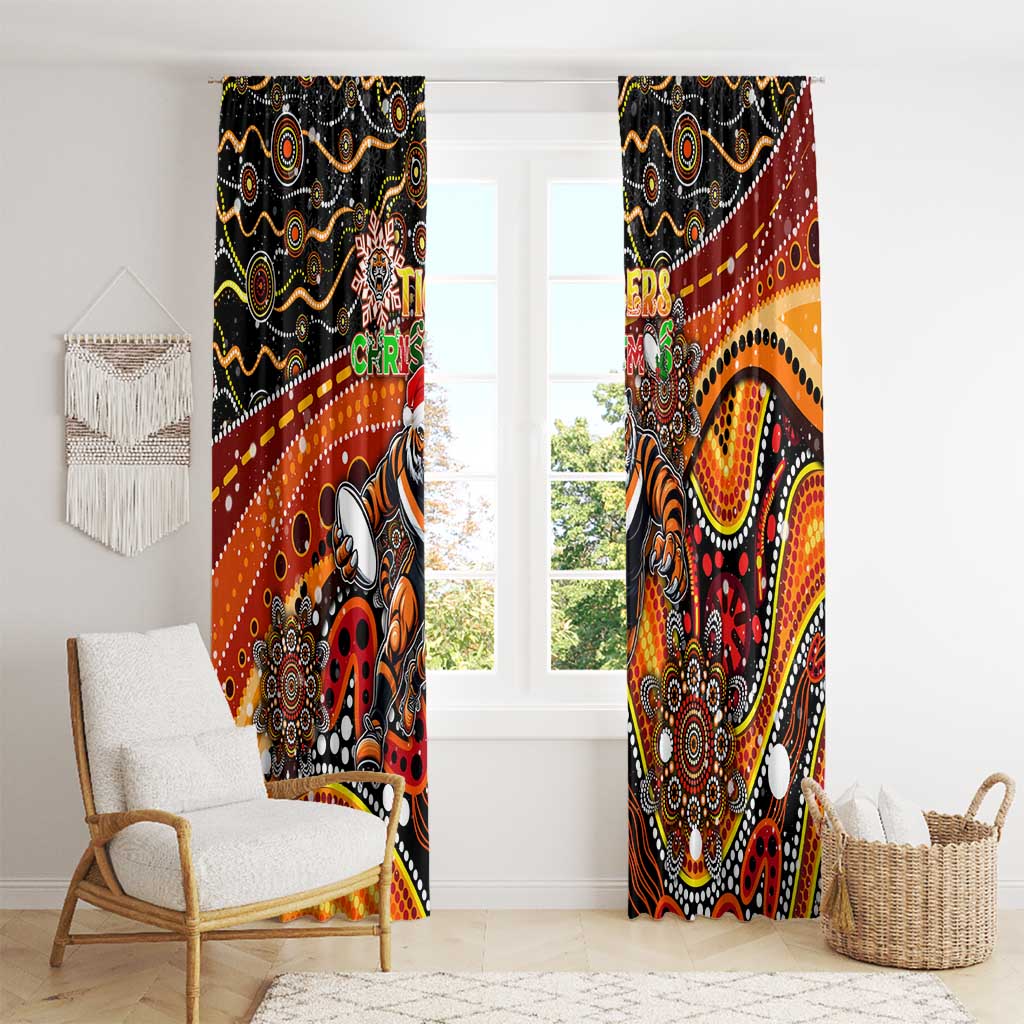 Merry Christmas Wests Tigers Window Curtain Aboriginal Santa Rugby Mascot - The Tigers