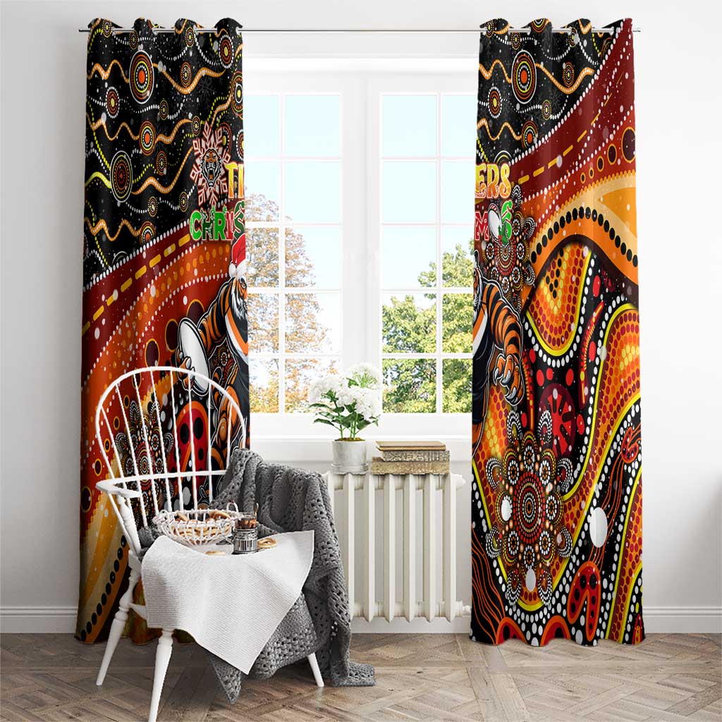 Merry Christmas Wests Tigers Window Curtain Aboriginal Santa Rugby Mascot - The Tigers