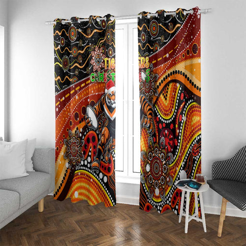 Merry Christmas Wests Tigers Window Curtain Aboriginal Santa Rugby Mascot - The Tigers