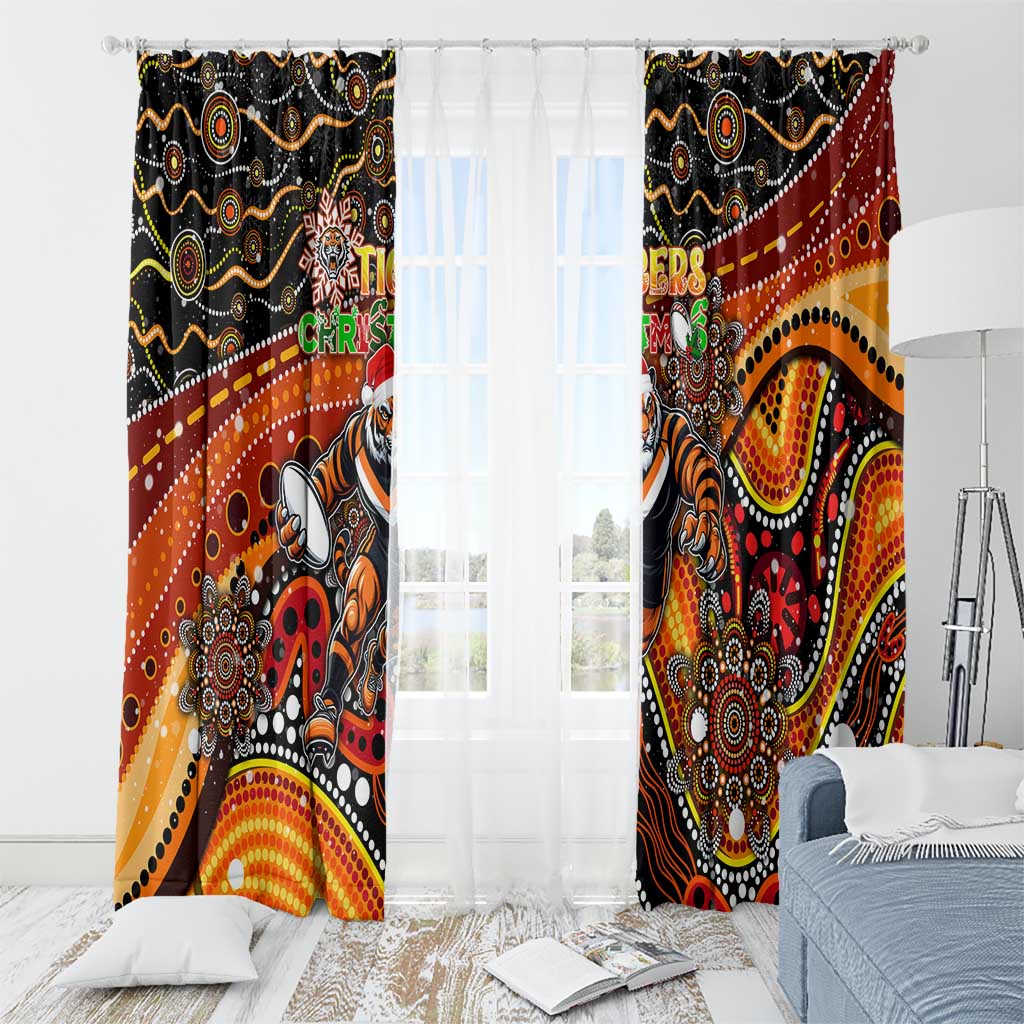 Merry Christmas Wests Tigers Window Curtain Aboriginal Santa Rugby Mascot - The Tigers
