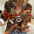 Merry Christmas Wests Tigers Women Casual Shirt Aboriginal Santa Rugby Mascot - The Tigers