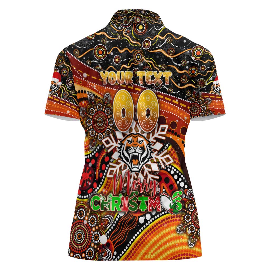 Merry Christmas Wests Tigers Women Polo Shirt Aboriginal Santa Rugby Mascot - The Tigers
