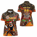 Merry Christmas Wests Tigers Women Polo Shirt Aboriginal Santa Rugby Mascot - The Tigers