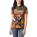 Merry Christmas Wests Tigers Women Polo Shirt Aboriginal Santa Rugby Mascot - The Tigers