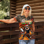 Merry Christmas Wests Tigers Women Polo Shirt Aboriginal Santa Rugby Mascot - The Tigers