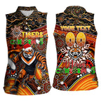 Merry Christmas Wests Tigers Women Sleeveless Polo Shirt Aboriginal Santa Rugby Mascot - The Tigers