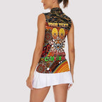 Merry Christmas Wests Tigers Women Sleeveless Polo Shirt Aboriginal Santa Rugby Mascot - The Tigers