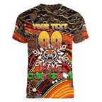 Merry Christmas Wests Tigers Women V-Neck T-Shirt Aboriginal Santa Rugby Mascot - The Tigers