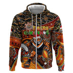 Merry Christmas Wests Tigers Zip Hoodie Aboriginal Santa Rugby Mascot - The Tigers