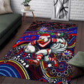 Merry Christmas Sydney Roosters Area Rug Aboriginal Santa Rugby Mascot - Tricolours