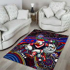 Merry Christmas Sydney Roosters Area Rug Aboriginal Santa Rugby Mascot - Tricolours