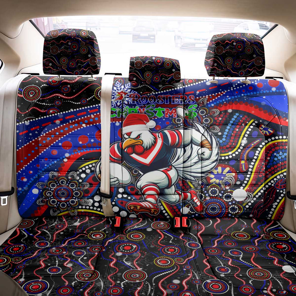 Merry Christmas Sydney Roosters Back Car Seat Cover Aboriginal Santa Rugby Mascot - Tricolours